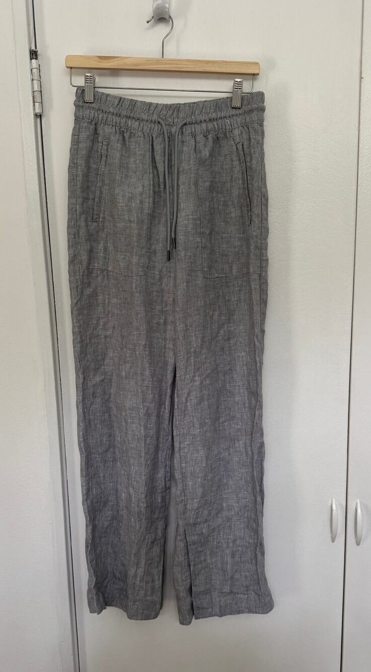 Retreat Linen High Rise Wide Leg Pant in Grey Size XS